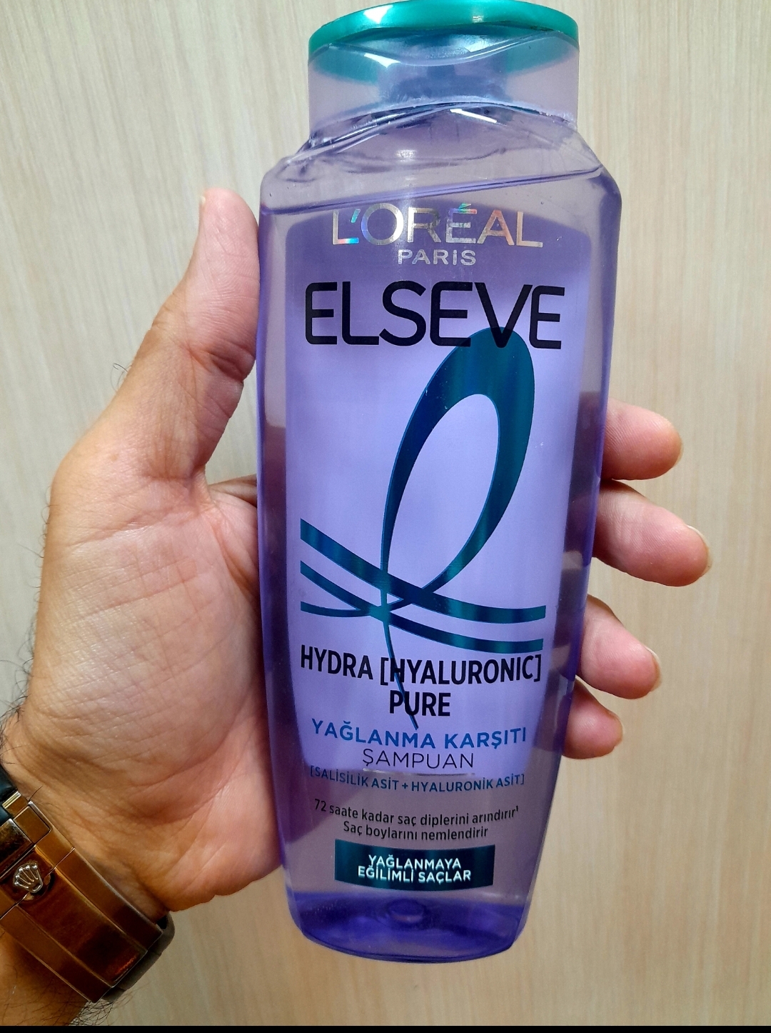 شامپو لورآل اِلِو هیدرا هیالورونیک پیور 300ml | ضد چربی، پاک‌سازی عمیق تا ۷۲ ساعت